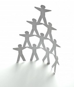 Easy collaboration with MSCdatabase Pyrmaid of cutout paper people